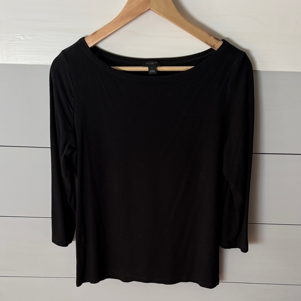 Ann Taylor Elegant Black Long Sleeve Top